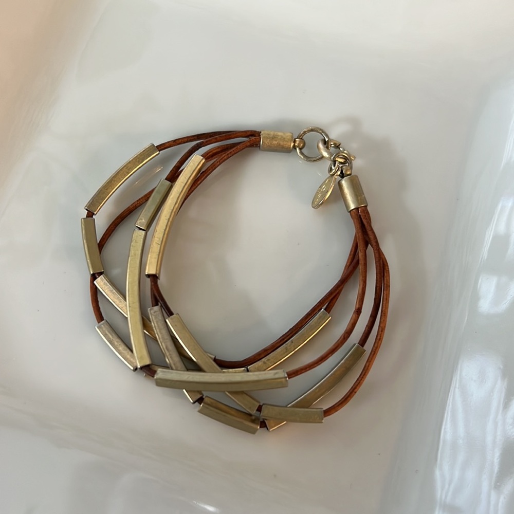 Loft Boho Style Leather and Brass Bracelet